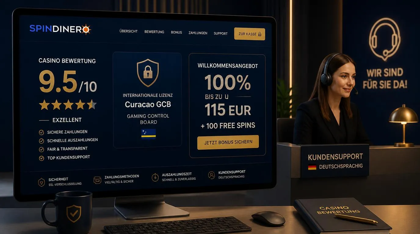 Casino-Bewertung mit 9,5 Punkten, internationaler Lizenz und Willkommensangebot für deutsche Nutzer
